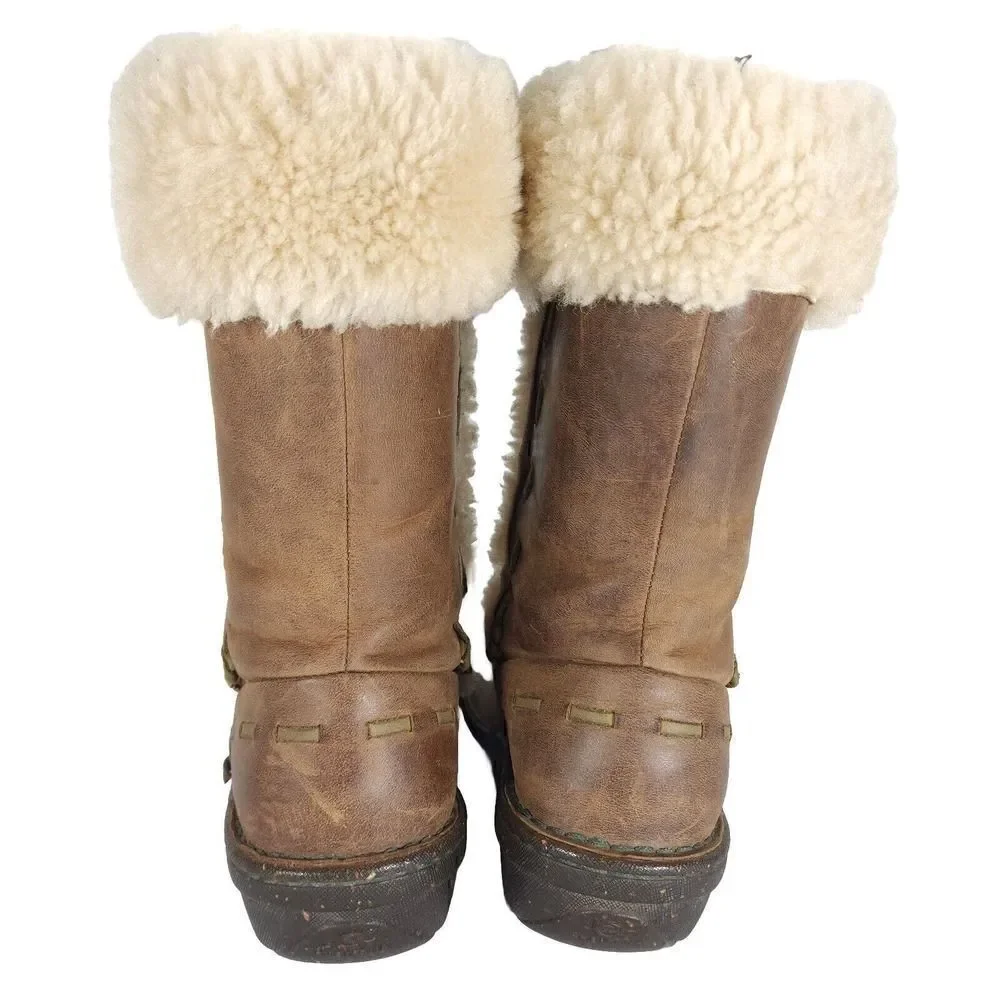 UGG Women's Elijo US 8 Chestnut Leather Sheepskin Lined Pullon Shearling Boots